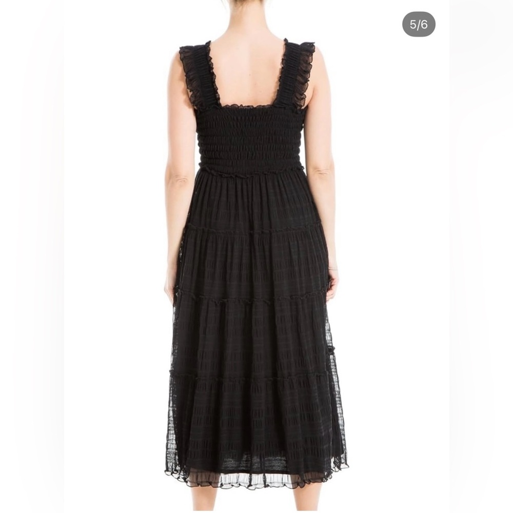 Max Studio NWT Elegant Black Ruffled Midi Dress - Picture 2 of 7